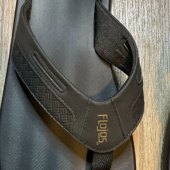 Flojos Sandals Flip Flops Mens Size 12 Black‎ Summer Beach Casual - Picture 2 of 8
